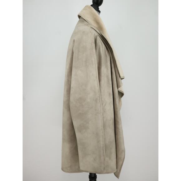 Mycra Pac One Jacket Womens Medium Beige Microfiber Open Front Sherpa Lined Coat - Picture 15 of 16